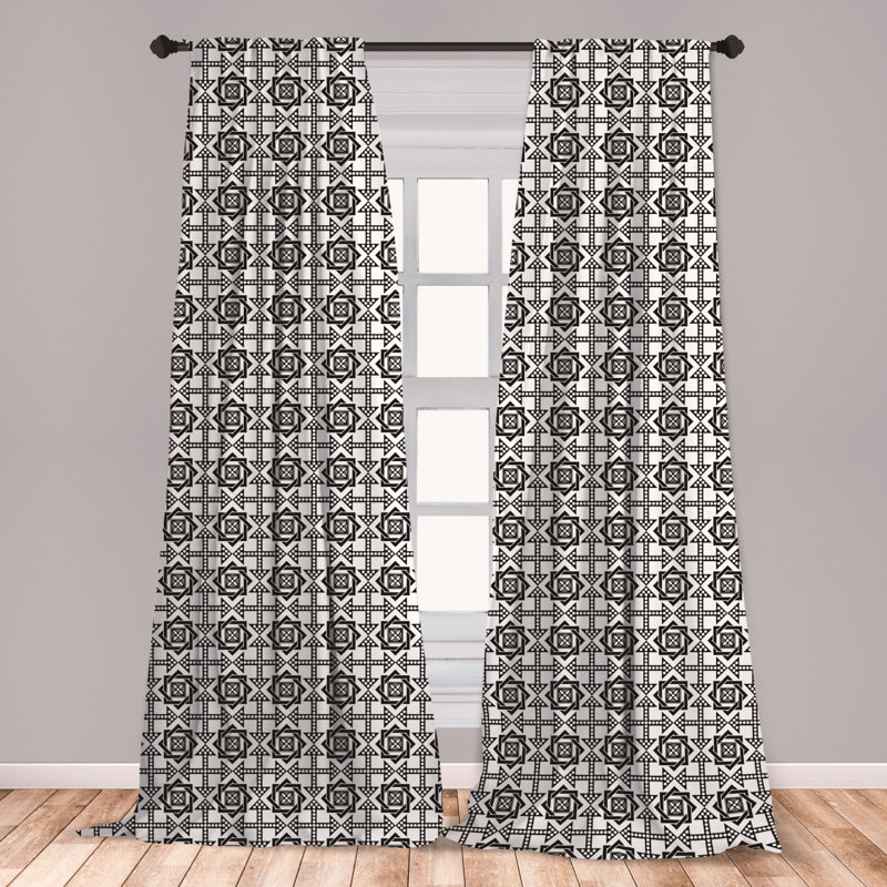 East Urban Home Ambesonne Black And White 2 Panel Curtain Set