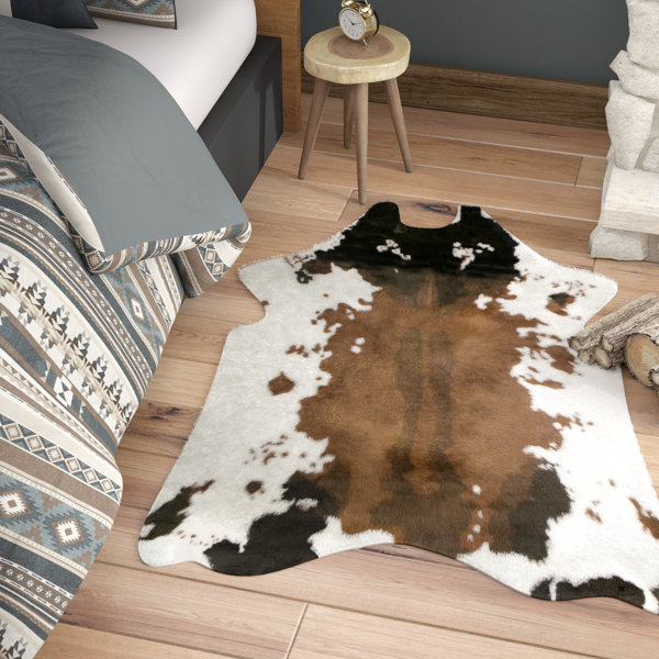 Armor Faux Cowhide White/Brown Area Rug by Loon Peak
