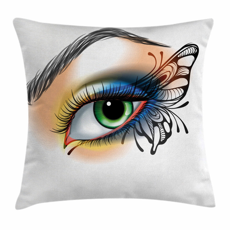 Ambesonne Eye Fantasy Woman Make Up Wing Square Pillow Cover Wayfair