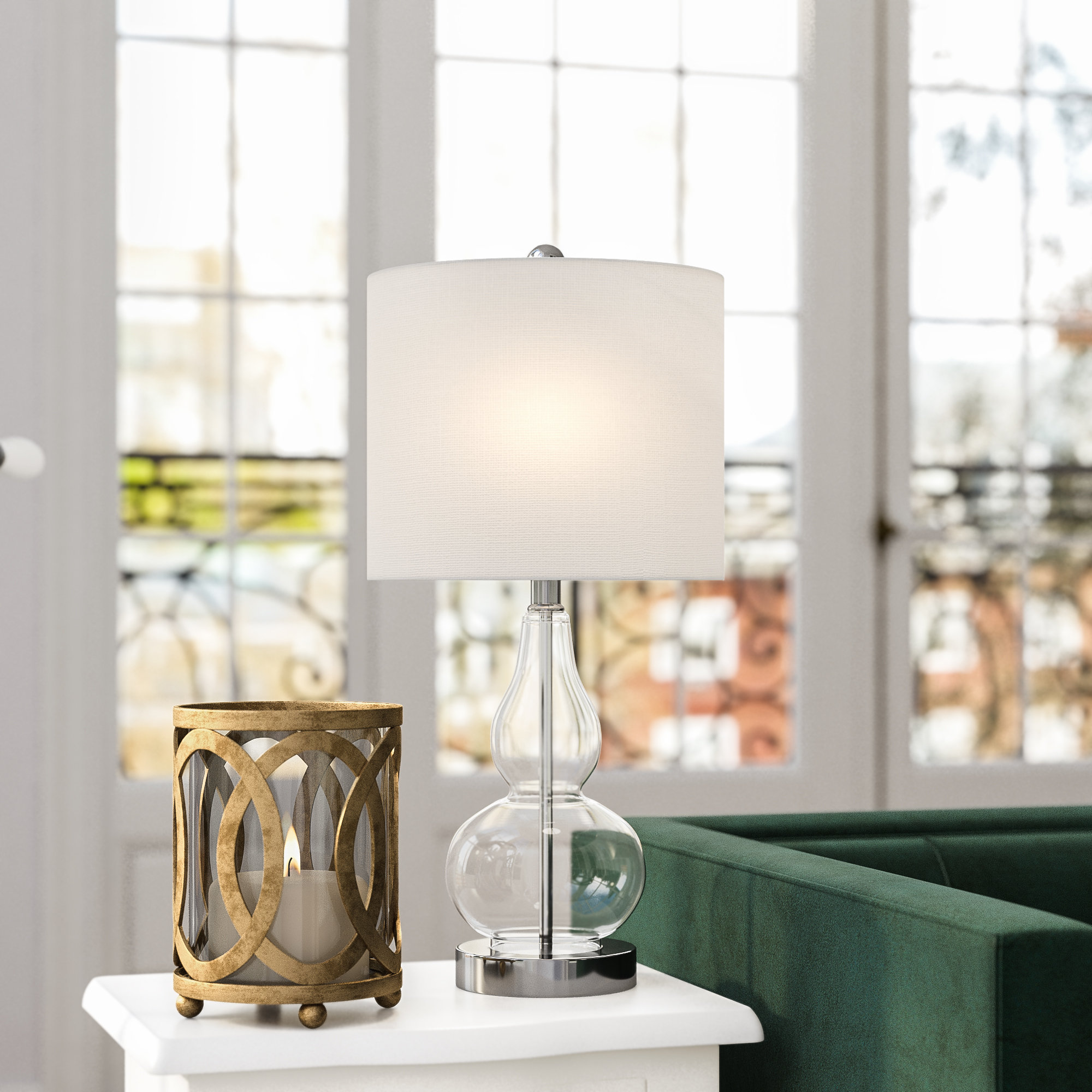 Home Decor Valencia Diamond /& Chrome Table Lamp Base /& Shade