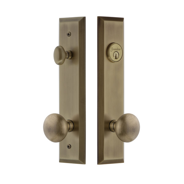 Fifth Avenue Tall Plate Single Cylinder One Piece Knobset with Knob by Grandeur