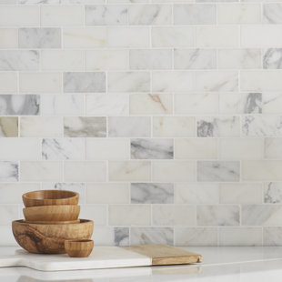 Marble Subway Tile You Ll Love Wayfair Calacatta Gold Mounted 2 X 4 Marble Subway Tile In White