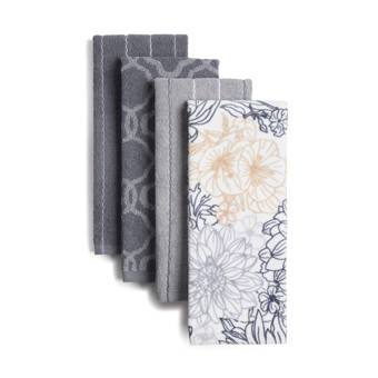 Jennifer Adams Home Eucalyptus Ivory Striped Kitchen Towel Set 4