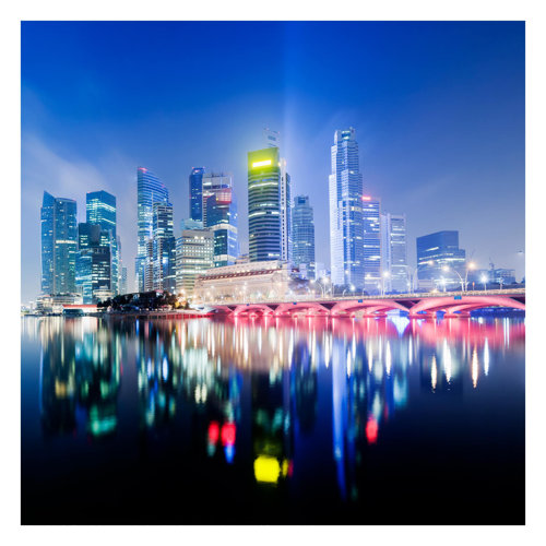 Colourful Singapore 1.92m x 1.92m Textured Matt Peel & Stick Wall Mural East Urban Home