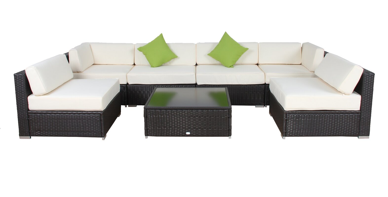 7 Piece Rattan Sectional Set with Cushions