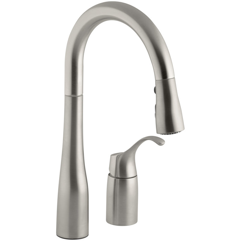 Kohler Simplice Two Hole Kitchen Sink Faucet With 14 3 4 Pull