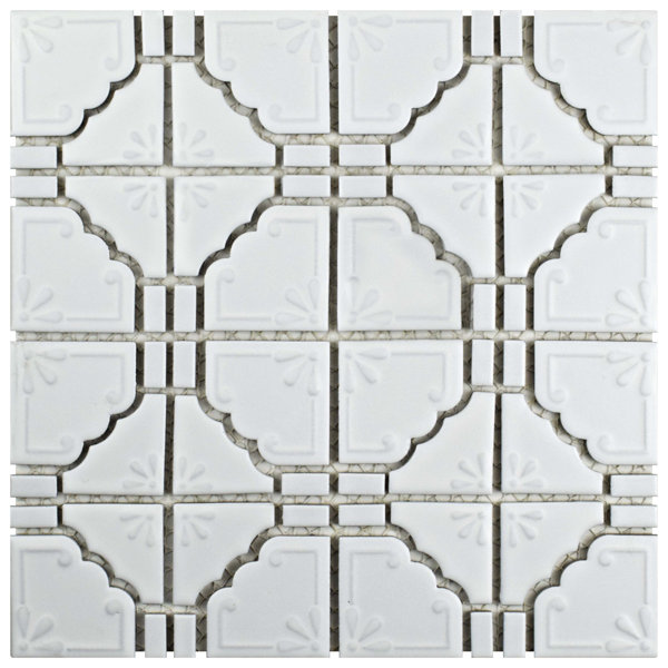 Moonlight 12 x 12 Porcelain Mosaic Tile in Matte White by EliteTile