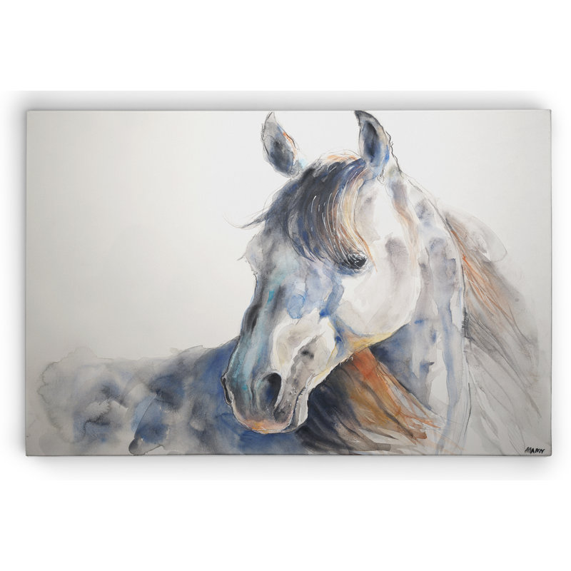 Classical oil painting beautiful strong animals red horse in stable no framed