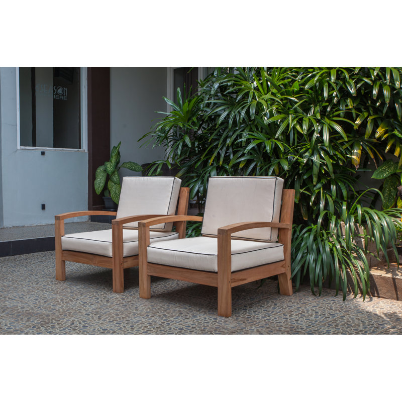 Bay Isle Home Severine Deep Seating Teak Patio Chair With Cushions Wayfair