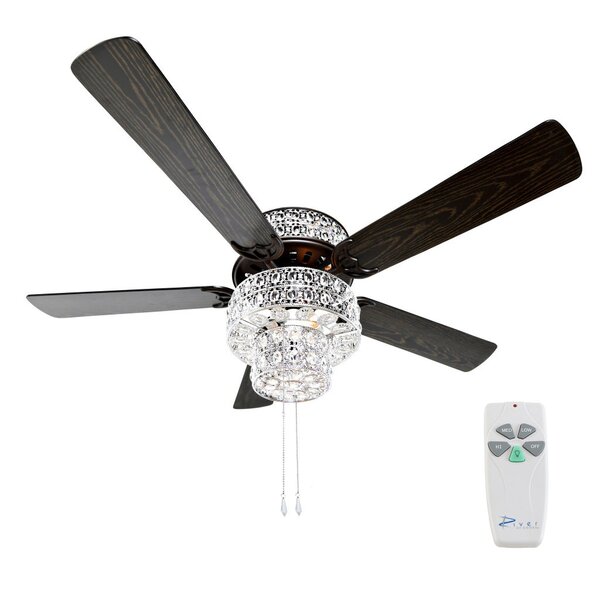 52 Tibuh Punched Metal Crystal 5 Blade Ceiling Fan with Remote by Orren Ellis