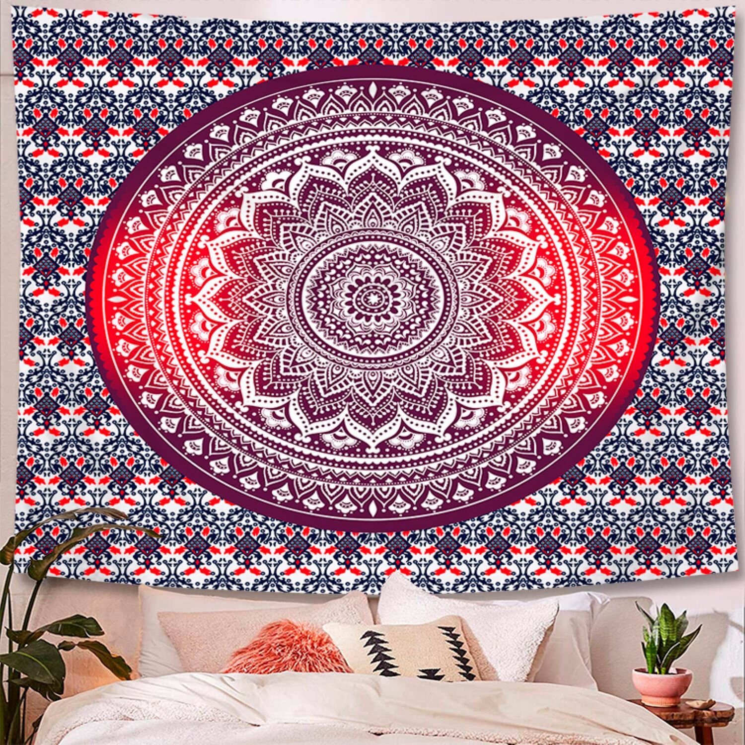 Flowers Rose Tapestry Wall Hanging Mandala Bedspread Indian Home Decor