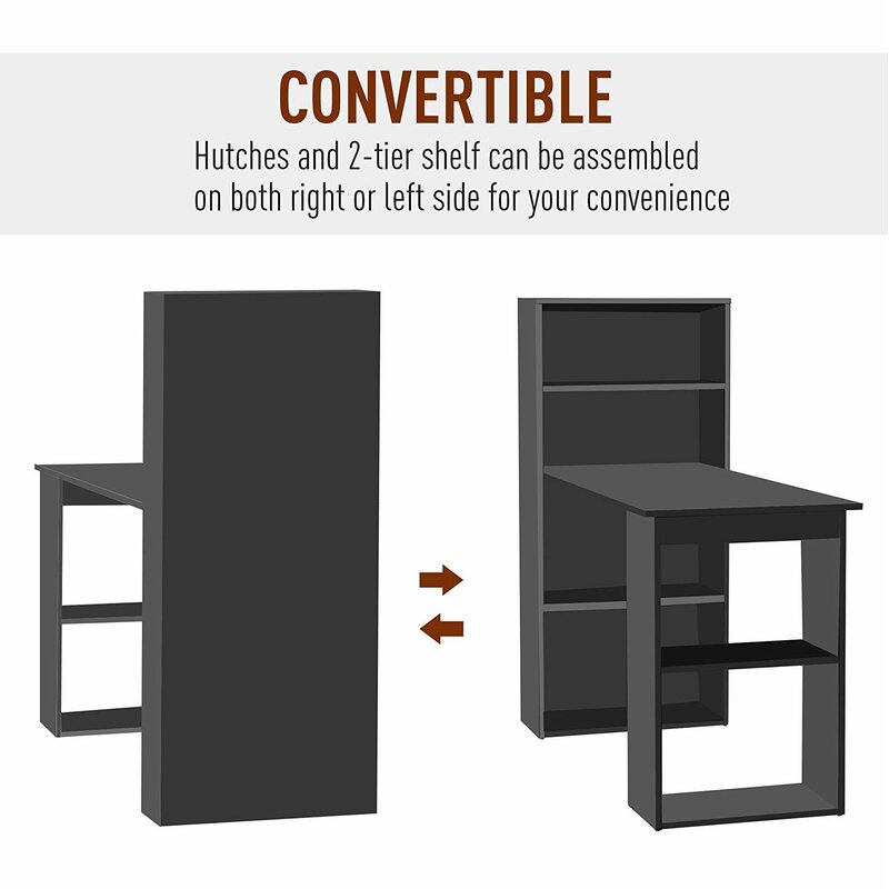 Latitude Run Wilclay Computer Floating Desk With Bookcase