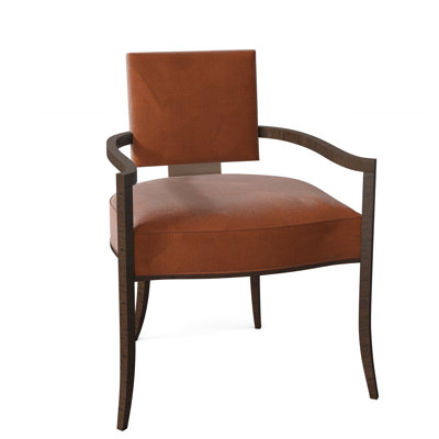 Upholstered Arm Chair Caracole Classic Body Fabric Oyster Pick Stitch Leg Color Pecan