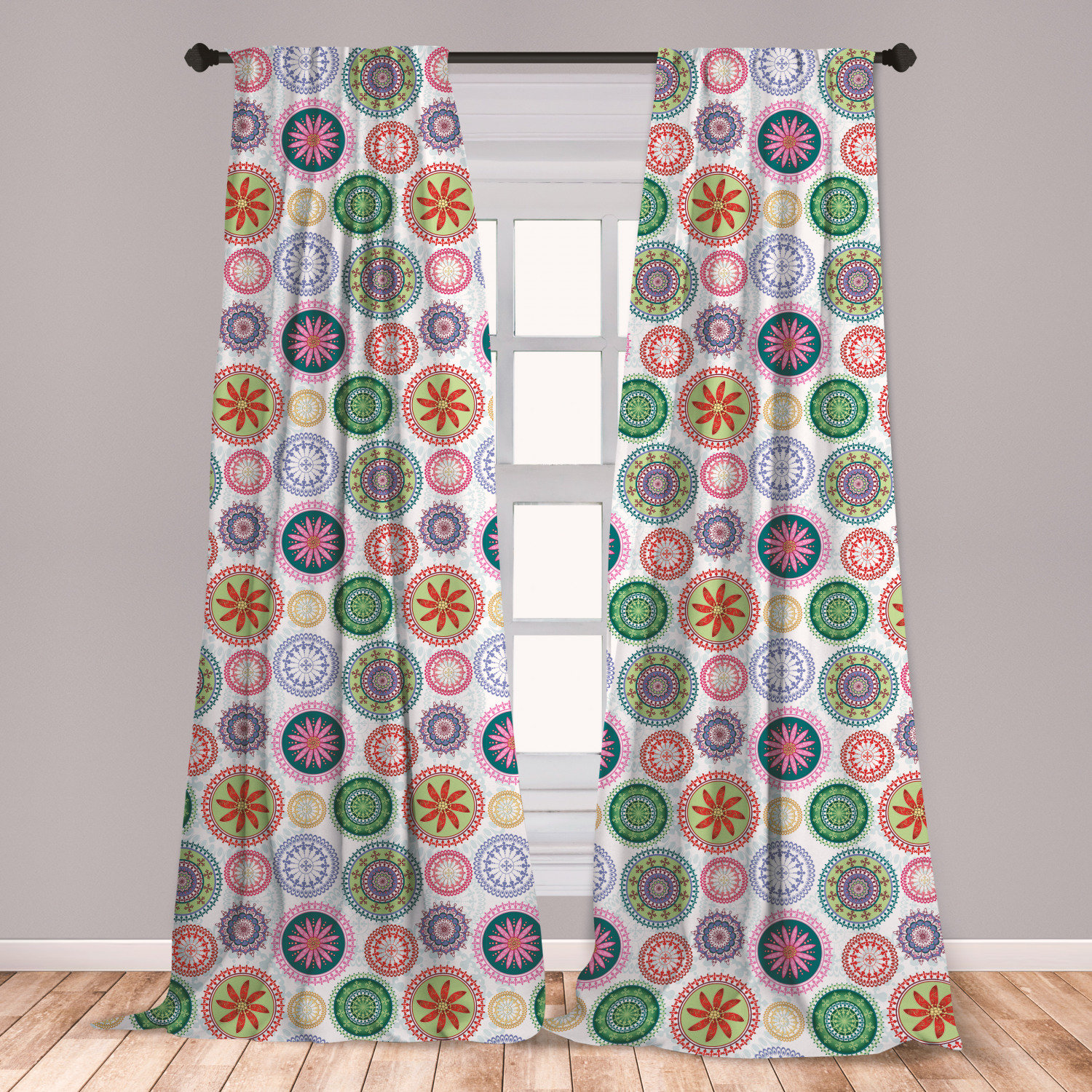 East Urban Home Ambesonne Mandala 2 Panel Curtain Set Ornamental