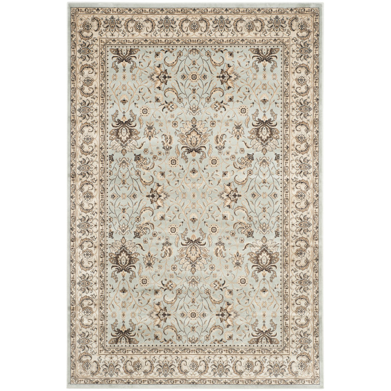 Charlton Home Petronella Oriental Light Blue Ivory Area Rug Reviews Wayfair