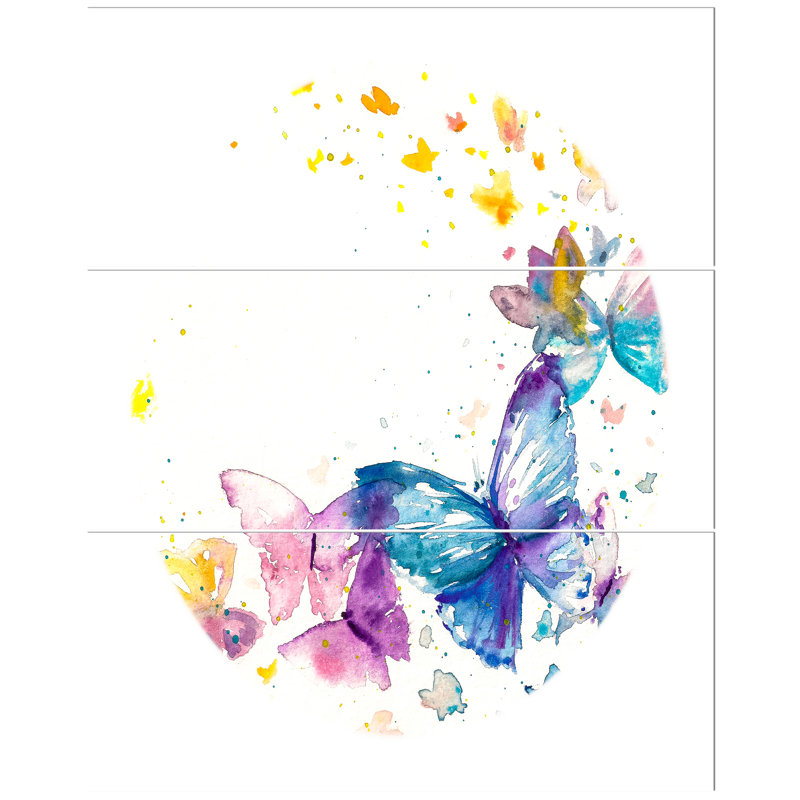 East Urban Home Butterfly On White Paper Oil Painting Print