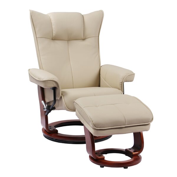 Temescal Leather Manual Swivel Recliner With Ottoman By Red Barrel Studio