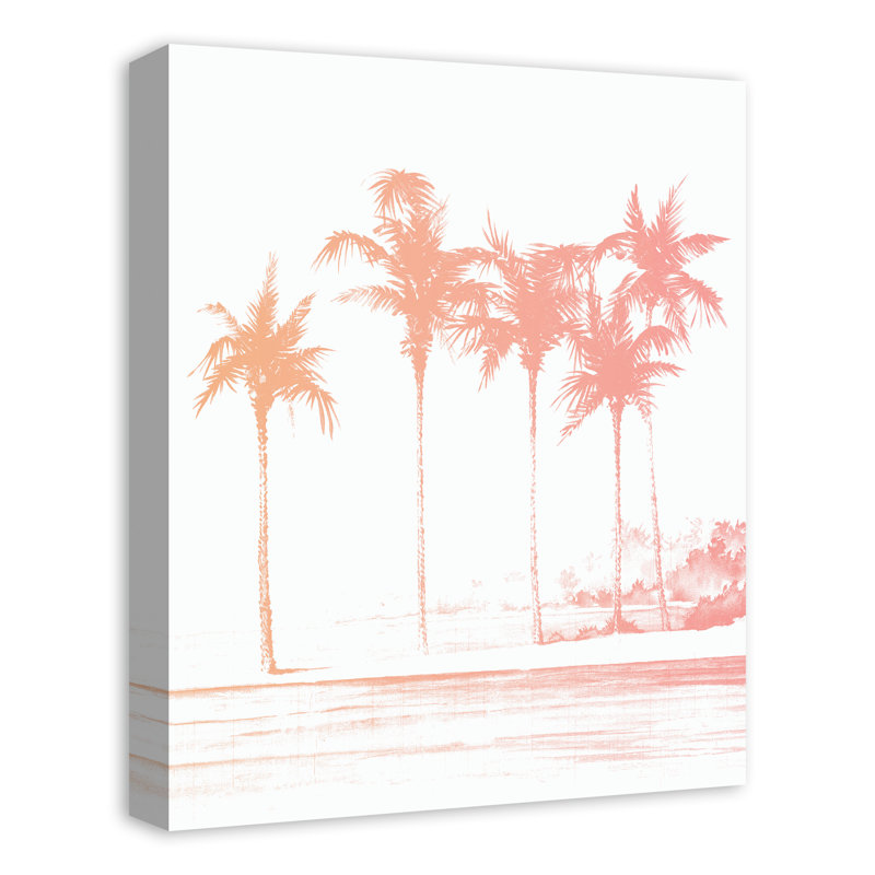 Bay Isle Home Pink Palm Trees Watercolor Painting Print On