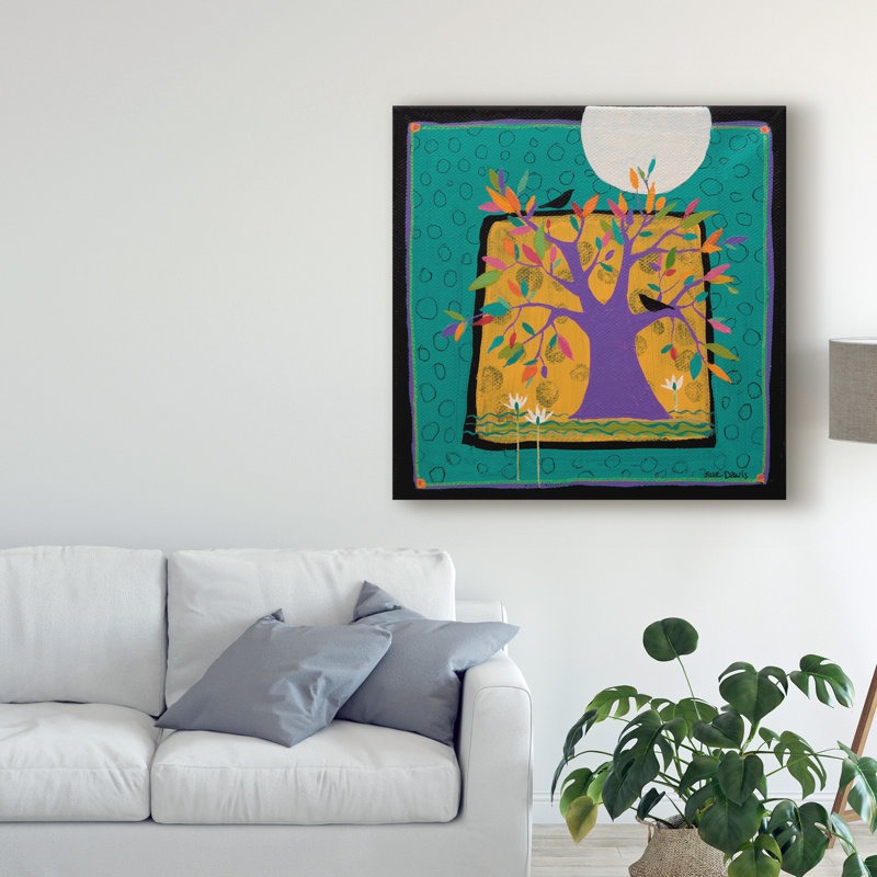 World Menagerie Tree Under The Moon Acrylic Painting Print On