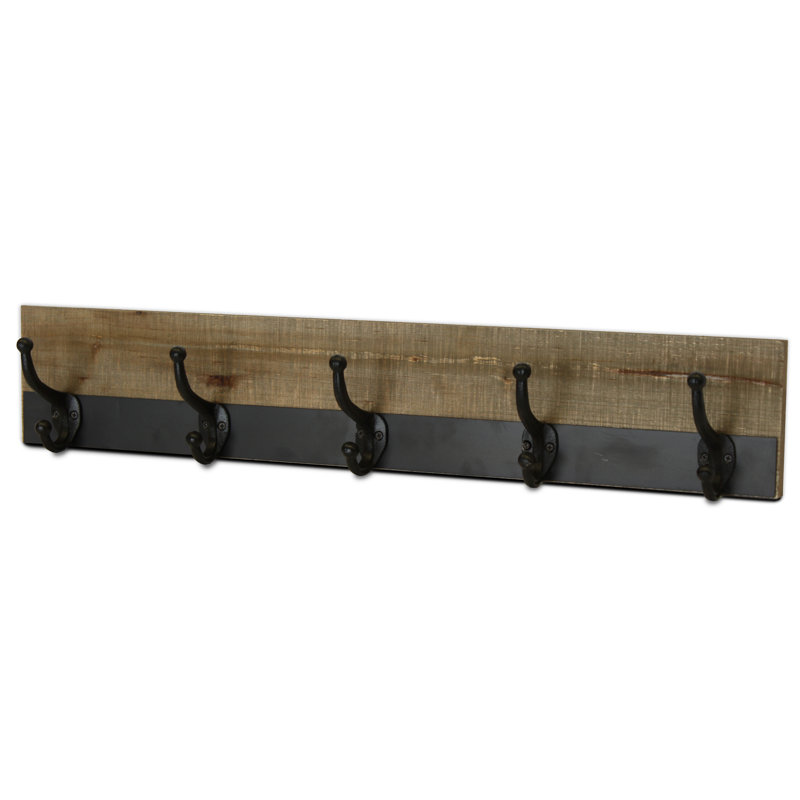 Wirksworth Metal Trimmed Five Hook Wall Mounted Coat Rack Wirksworth Metal Trimmed Five Hook Wall Mounted Coat Rack