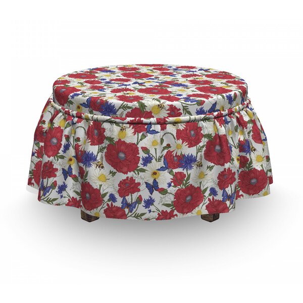 Summer Season Bees Flowers Ottoman Slipcover (Set Of 2) By East Urban Home