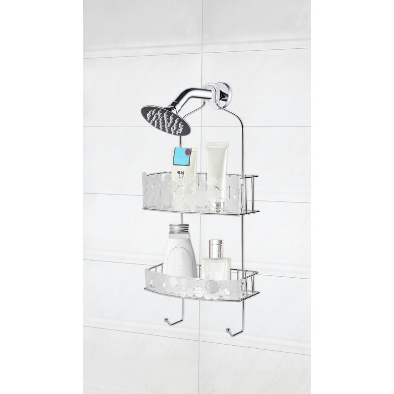 White Hanging Shower Caddy with Extra Deep Shelves