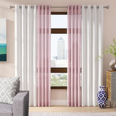 Stubbs Solid Blackout and Sheer Thermal Grommet Curtain Panels Brayden Studio Color: Pink
