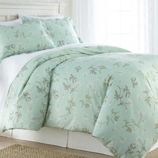 ALLIUM DANDELION TEAL KING SIZE DUVET COVER SET REVERSIBLE BEDDING GREEN WHITE