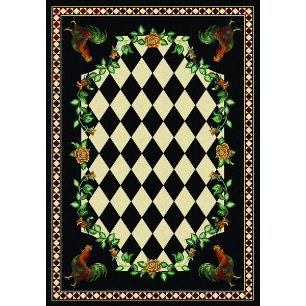 Novelty High Country Rooster Black Area Rug by American Dakota