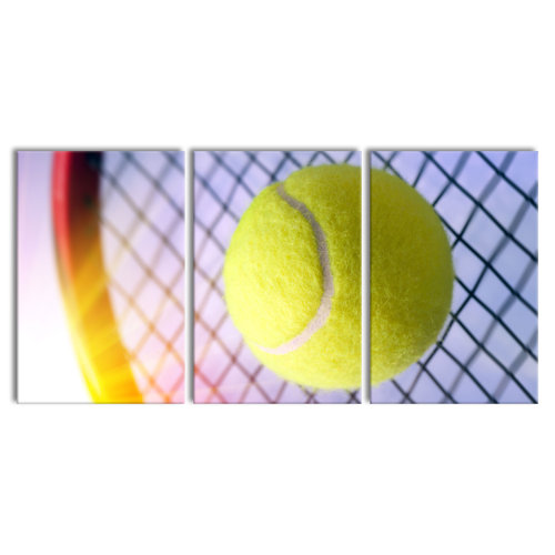Tennis Racket and Tennis Ball 3-Piece Photograph Set on Canvas East Urban Home Size: 120cm H x 240cm W