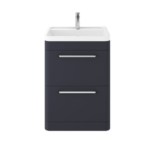 Vasari Stellar Indigo Blue Floor Standing Vanity Unit & Polymarble Basin - 600mm Width