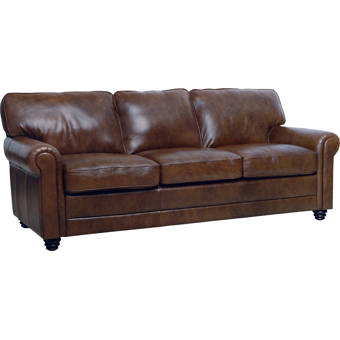 Lambdin Genuine Leather 88 Round Arm Sofa Reviews Birch Lane Lambdin Genuine Leather 88 Round Arm