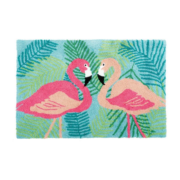 Concord 2 Flamingos Machine Hooked Blue Indoor Area Rug by Bay Isle Home