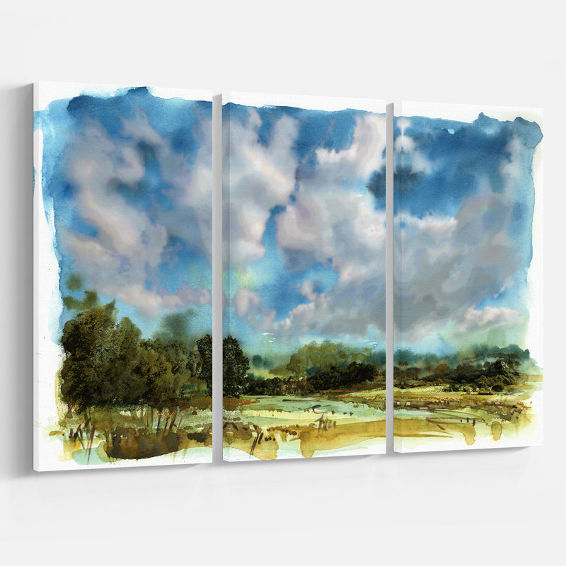 East Urban Home Cloudy Skies Over The Landscape Oil Painting