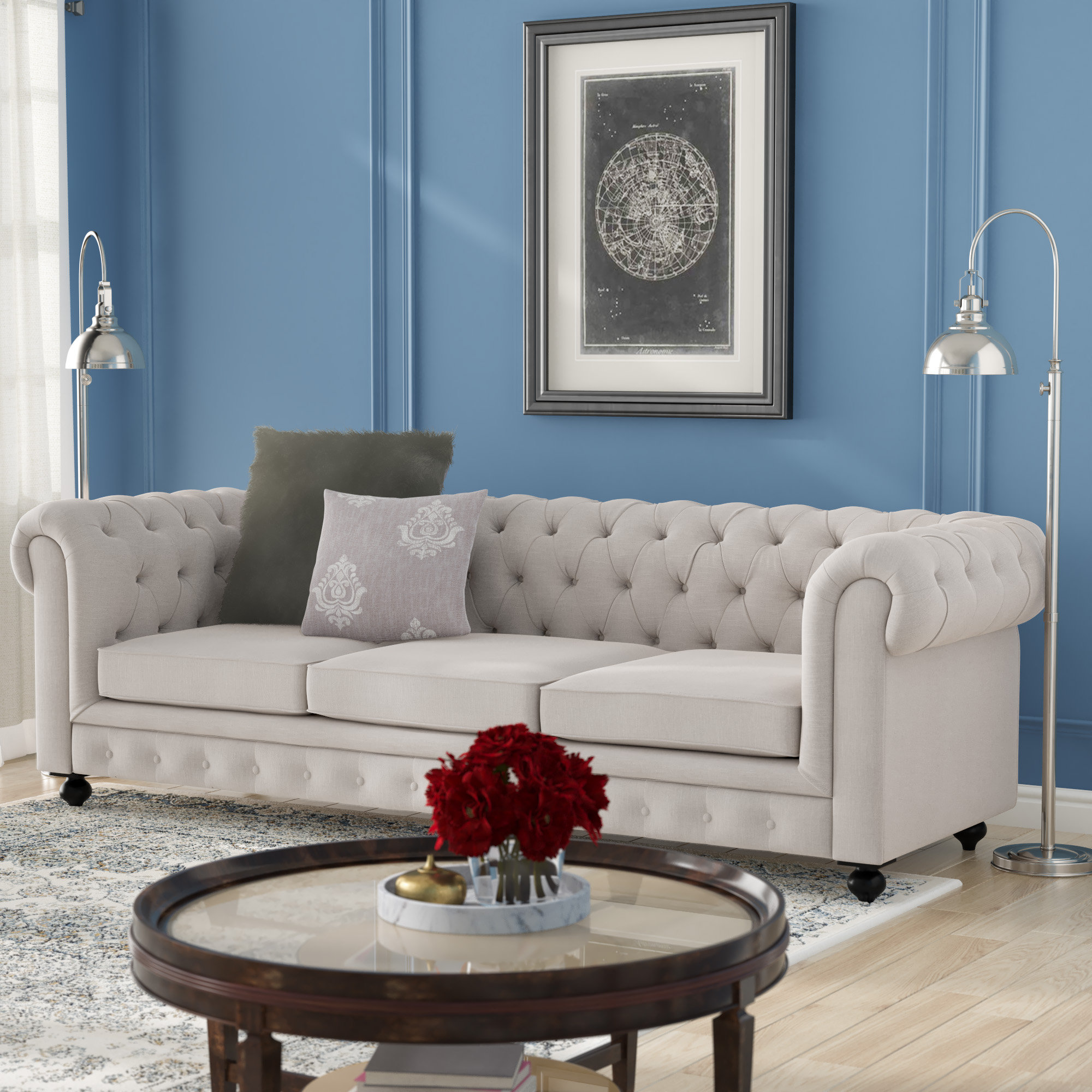 Darby Home Co Chester Chesterfield 87 Rolled Arms Sofa Reviews Darby Home Co Chester Chesterfield 87