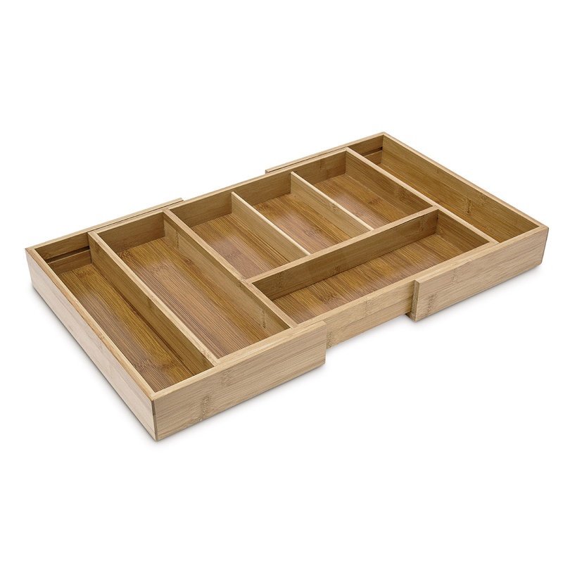 Relaxdays Expendable Bamboo Kitchen Drawer Insert Organiser