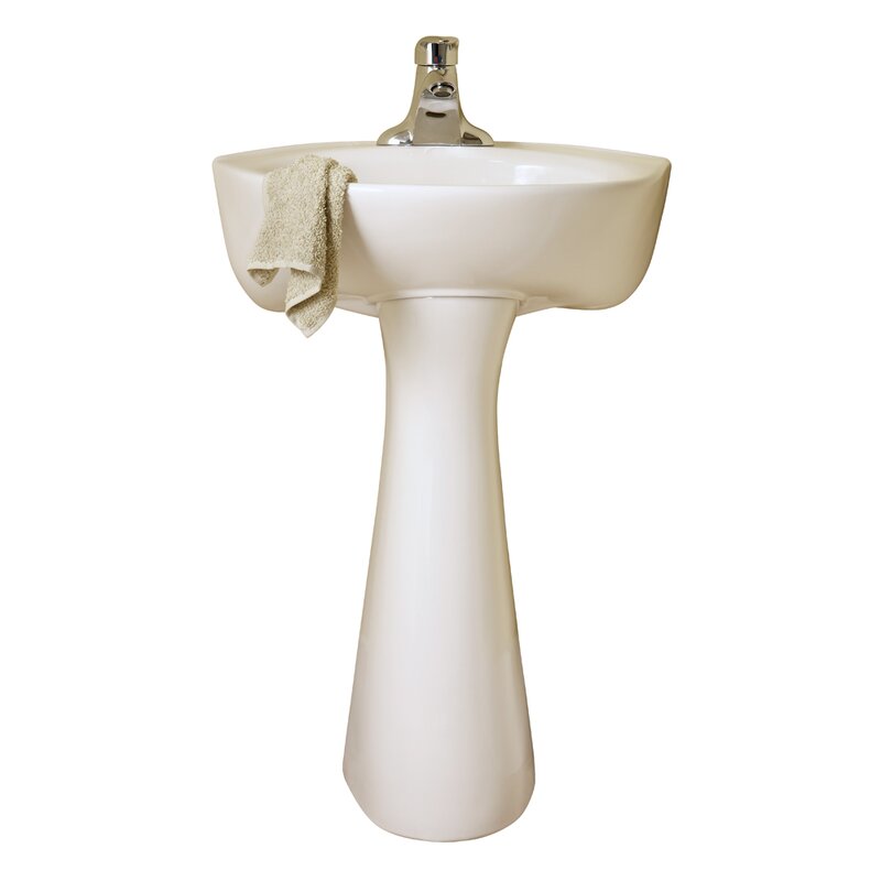 American Standard Ceramic 16" Pedestal Bathroom Sink with Overflow