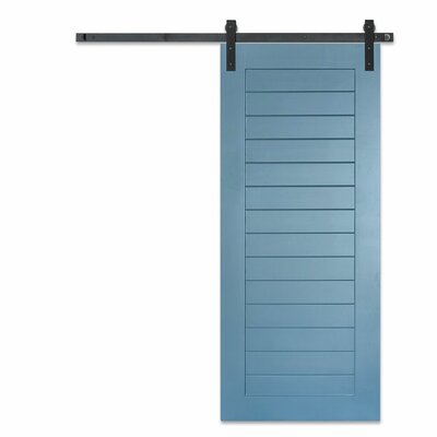 Louvered Wood Painted Craftsman Horizontal Sliding Barn Door