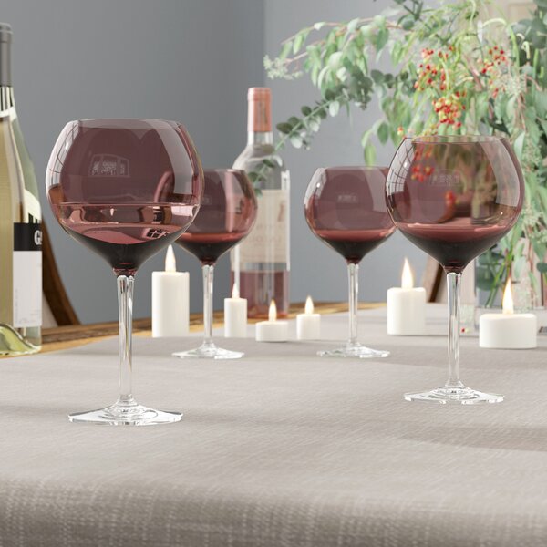 Isham Amethyst Red Wine Glasses (Set of 4) by World Menagerie