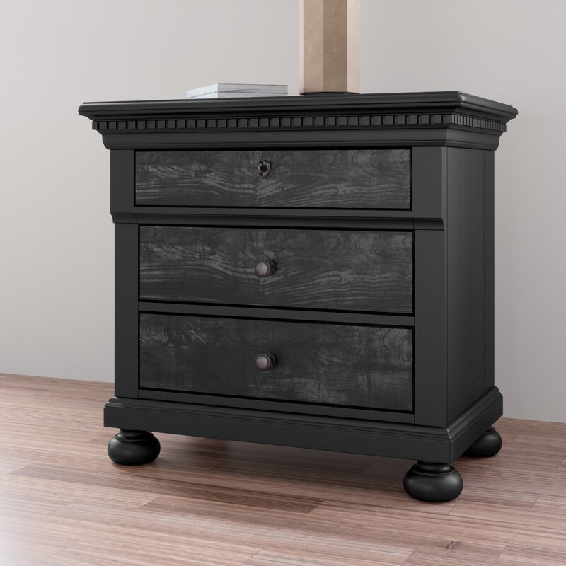 Darby Home Co Goodwater Distressed Solid Wood 3 Drawer Nightstand