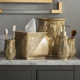 Bathroom Accessories Decor Rivet Champagne 6 Piece Bathroom Accessory Set