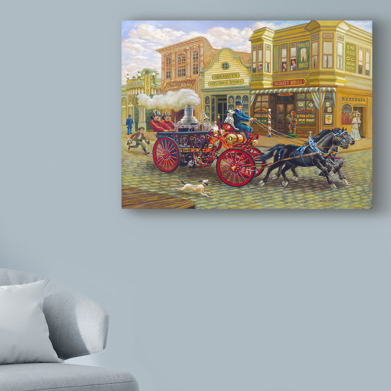 Winston Porter Fire Truck Acrylic Painting Print On Wrapped