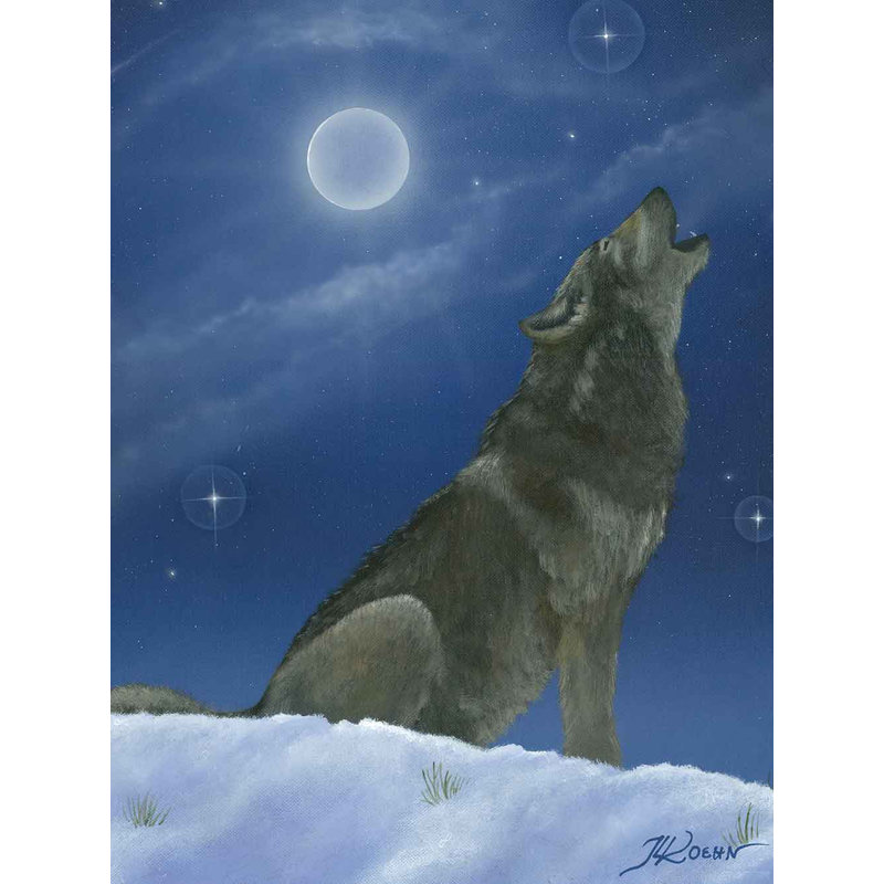 Red Barrel Studio Howling In The Moonlight Acrylic Painting