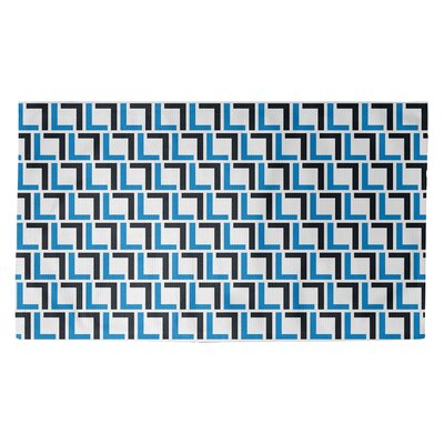 Geometric Blue/Black/White Area Rug East Urban Home Rug Size: Rectangle 4' x 6'