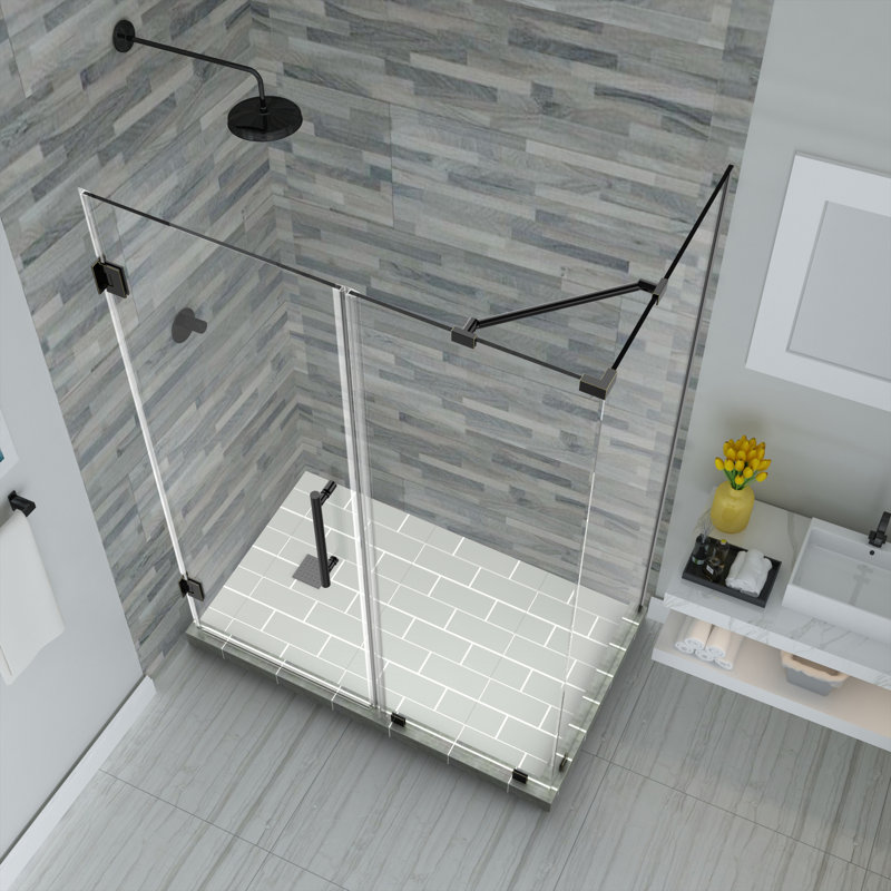 Aston Bromley Frameless 36 38 X 72 Rectangle Hinged Shower Enclosure Wayfair