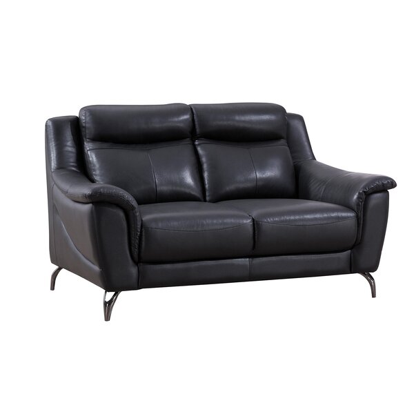 Groveson Leather 70 Inches Flared Arms Loveseat By Orren Ellis