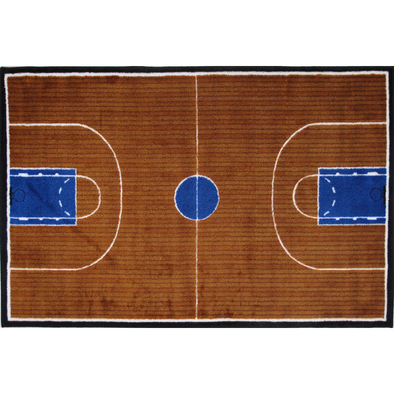 Zoomie Kids Horner Basketball Court Sports Brown Area Rug