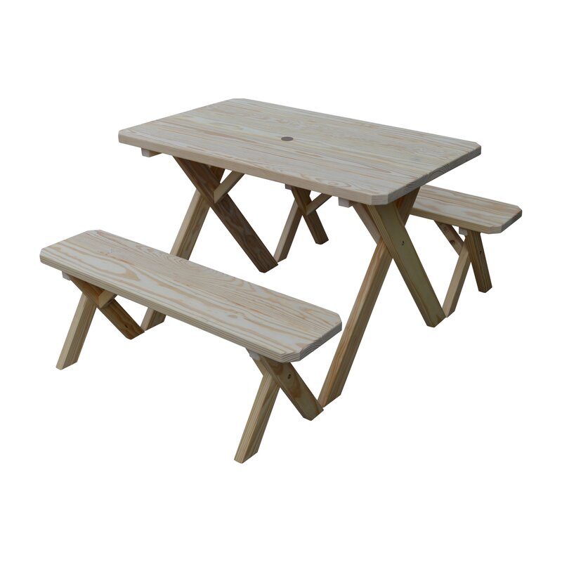 Loon Peak Riverhead Solid Wood Picnic Table Reviews Wayfair