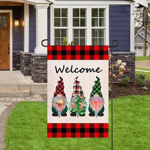 BLKWHT Christmas Santa Claus Small Garden Flag 12x18 Inch Ho Ho Ho Vertical Double Sided Red Black Winter Holiday Outdoor Decorations Burlap Yard Flag BW109