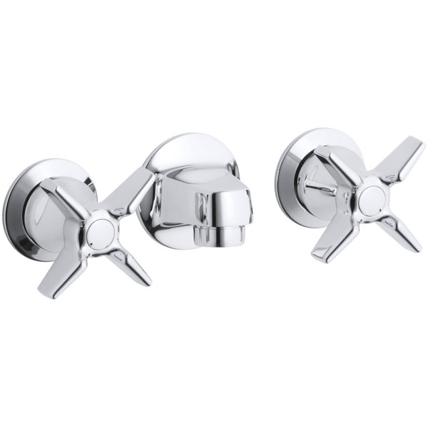 Triton Shelf-Back Commercial Bathroom Sink Faucet with Grid Drain and Cross Handles by Kohler